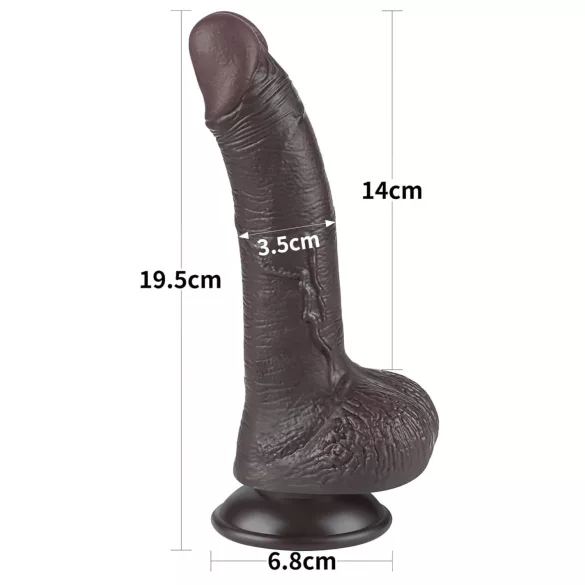 Lovetoy - dildo realistico doppio strato con ventosa - 19,5 cm marrone