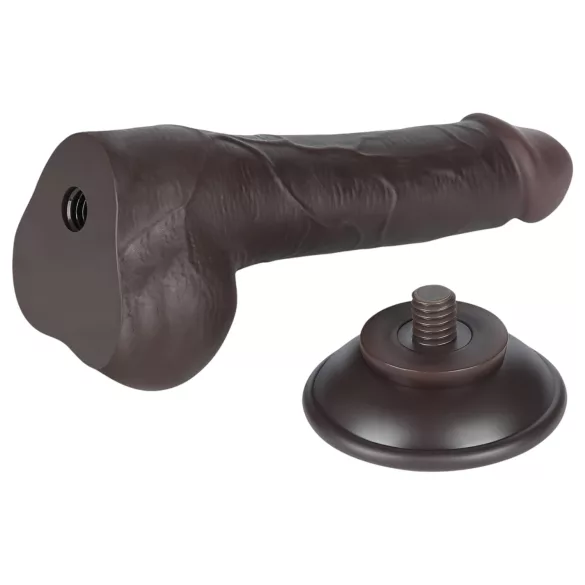 Lovetoy - dildo realistico a doppio strato con testicoli - 19,5 cm marrone