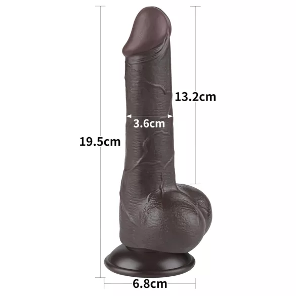 Lovetoy - dildo realistico a doppio strato con testicoli - 19,5 cm marrone