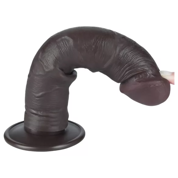 Lovetoy Sliding-Skin - dildo realistico doppio strato con ventosa 20cm marrone