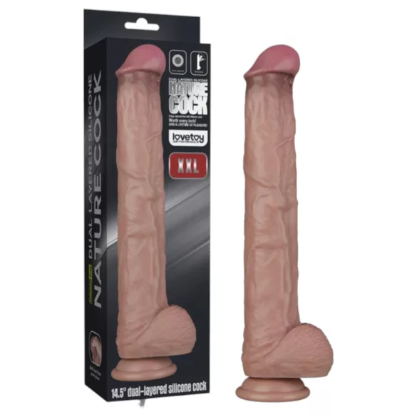 Lovetoy - dildo realistico XXL - doppio strato - 36,5 cm - color carne