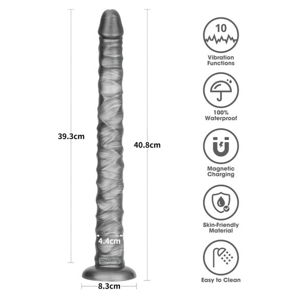Lovetoy King Sized - vibratore extra grande - 40,5 cm - grigio