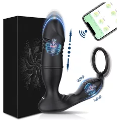   AlvUp - Anello fallico vibrante a impulsi controllato da app, per uomini (nero)