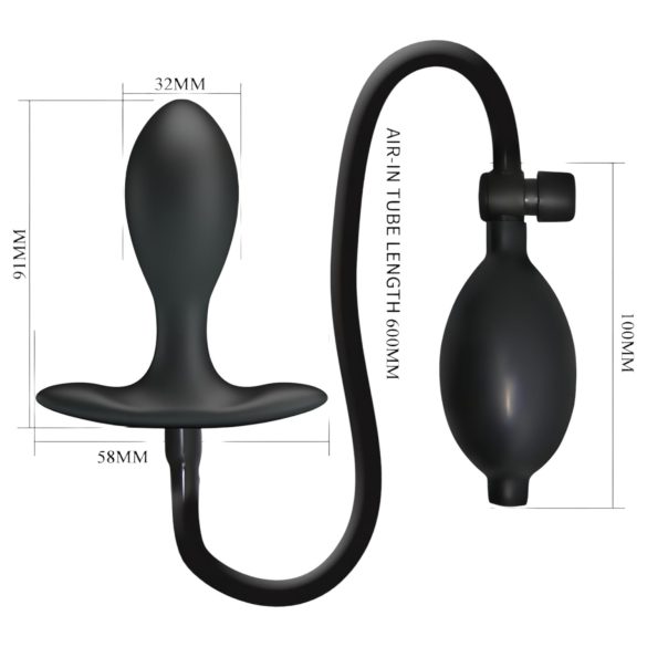Pretty Love - plug anale gonfiabile con sfera interna - nero