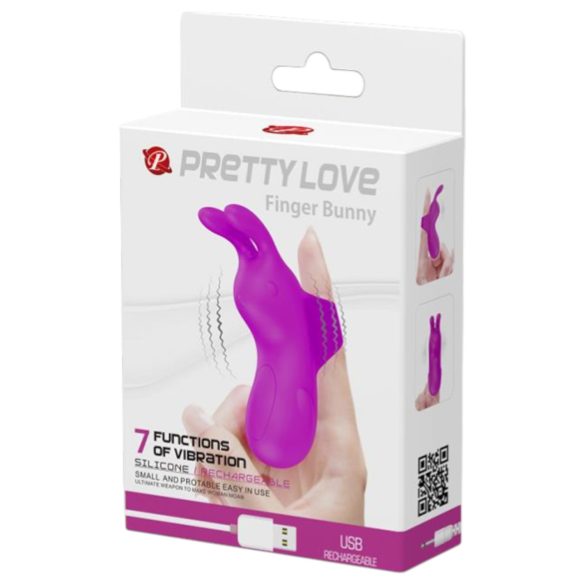 Pretty Love Bunny - mini vibratore da dito con orecchie - silicone viola