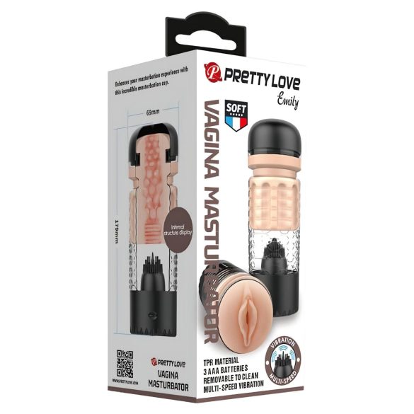 Pretty Love Emily - masturbatore realistico vaginale - silicone nero