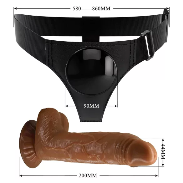 Pretty Love Harness - cintura con dildo universale - 17 cm - nero