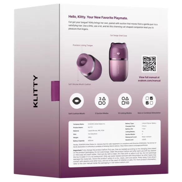 Svakom Klitty - Stimolatore clitorideo succhiante e leccante controllato da app