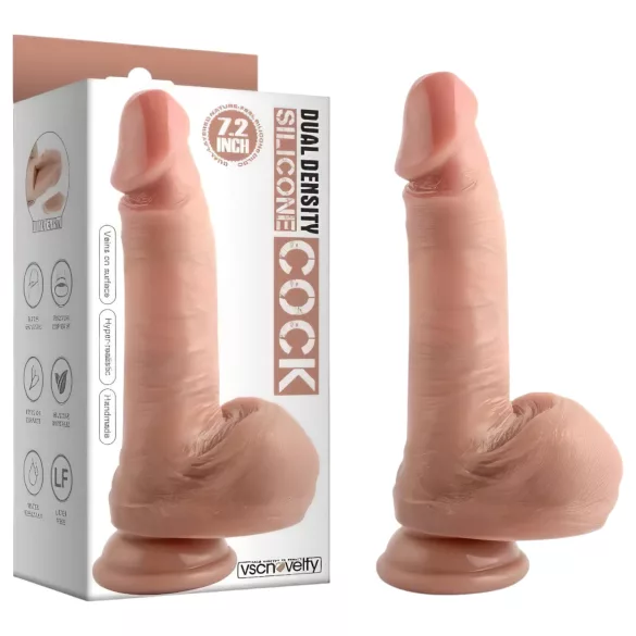 Dual Density - dildo realistico con ventosa e testicoli - 18cm color naturale