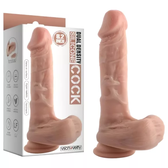 Dildo realistico a doppia densità con testicoli e ventosa - 20 cm (color carne)