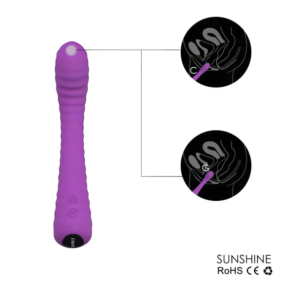 Sex HD Sunshine - vibratore punto G ricaricabile ondulato - silicone viola