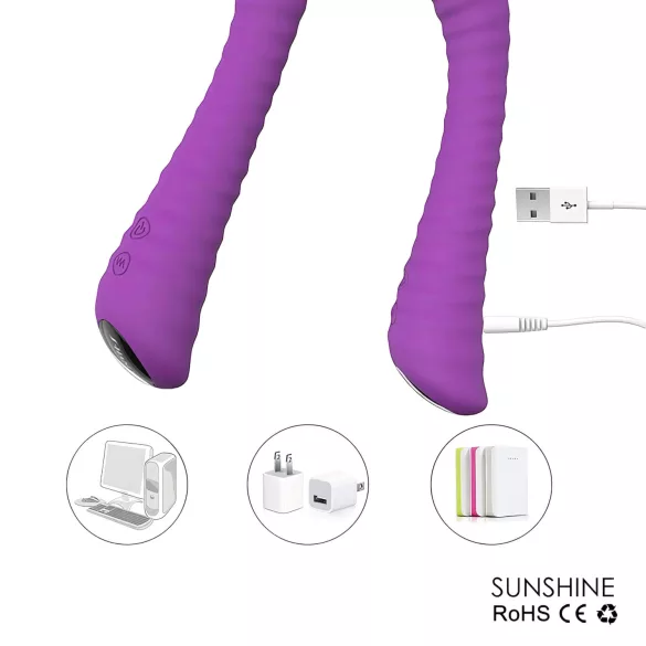 Sex HD Sunshine - vibratore punto G ricaricabile ondulato - silicone viola