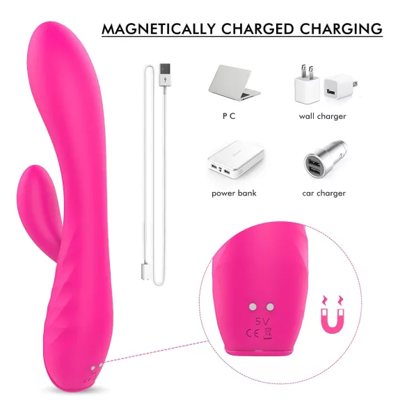 Sex HD Muses - vibratore riscaldante ricaricabile impermeabile silicone rosa