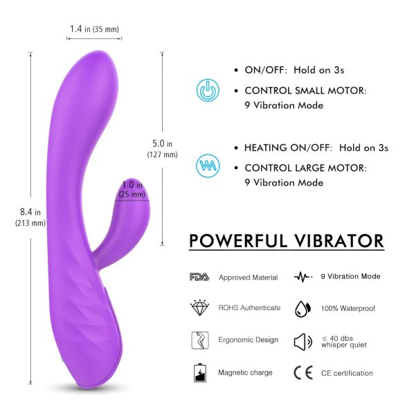Sex HD Muses - vibratore ricaricabile impermeabile - silicone viola