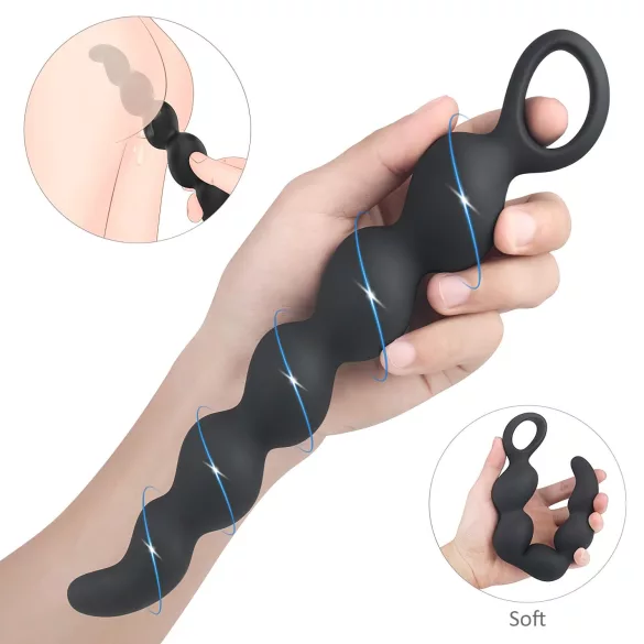 Sex HD Steven - dildo anale perlato - nero