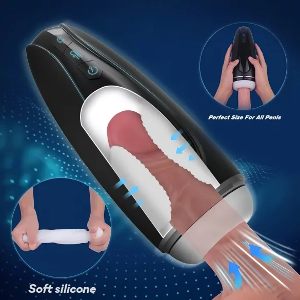 Sex HD Hawk - masturbatore uomo ricaricabile vibrante succhiante - nero bianco
