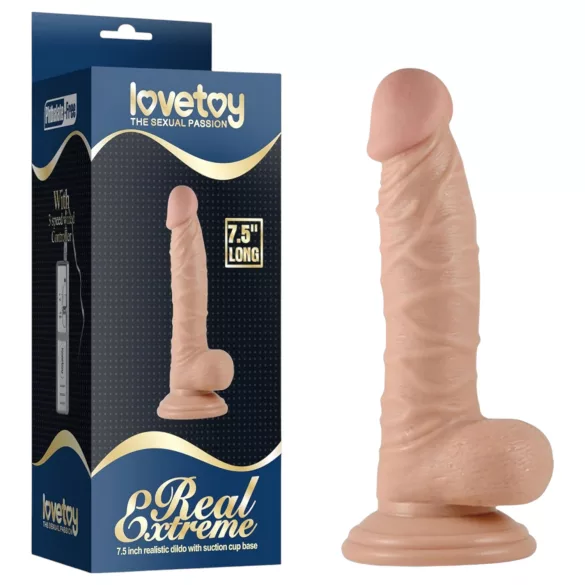 Real Extreme - dildo con ventosa e testicoli per il punto G - 19 cm (color carne)