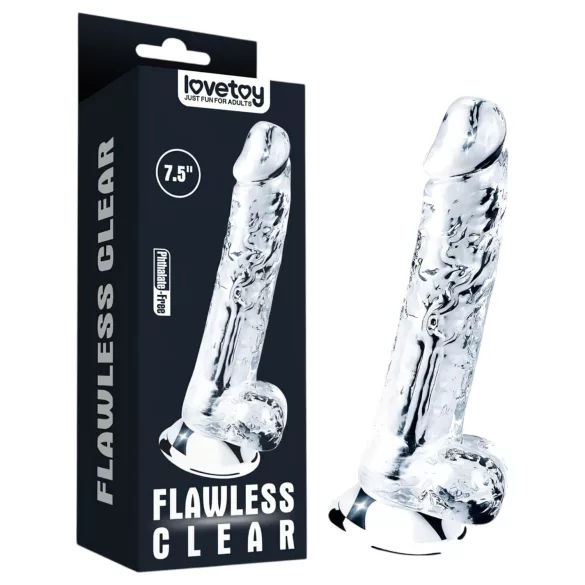 Lovetoy Flawless Clear - dildo con ventosa - 19 cm (trasparente)