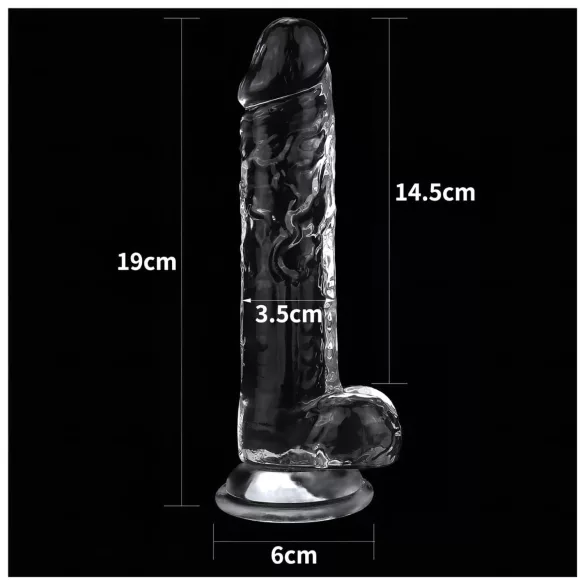 Lovetoy Flawless Clear - dildo con ventosa - 19 cm (trasparente)