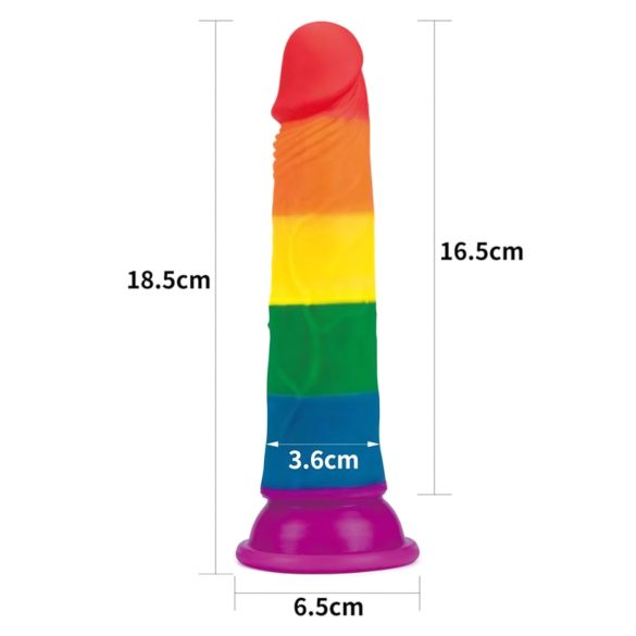 Lovetoy Prider - dildo realistico - 19 cm - arcobaleno