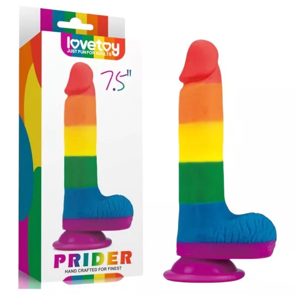 Lovetoy Prider - dildo realistico con testicoli - 20cm - arcobaleno
