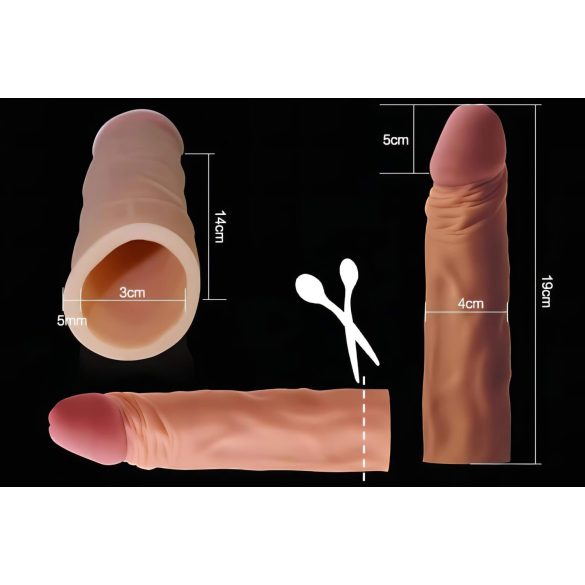 Lovetoy - guaina per pene - estensore realistico 19cm - colore naturale