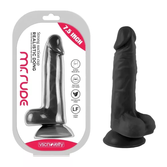 Mr. Rude - dildo realistico con ventosa e testicoli - 19cm nero