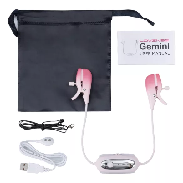 Lovense Gemini - Pinze per capezzoli vibranti controllate da app (rosa)