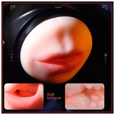   Leopard - masturbatore con bocca e vagina artificiale con vibratore per pene (color carne)
