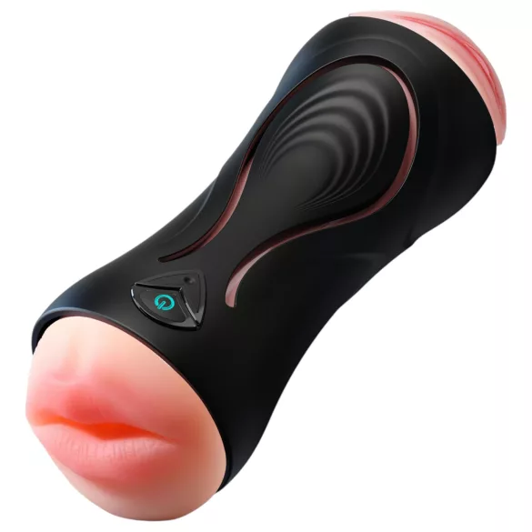 Leopard - masturbatore con bocca e vagina artificiale con vibratore per pene (color carne)