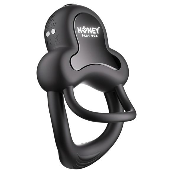 Honey Play Box - anello vibrante pene e testicoli intelligente - silicone nero