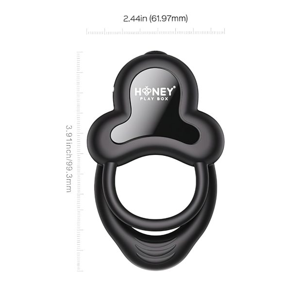 Honey Play Box - anello vibrante pene e testicoli intelligente - silicone nero