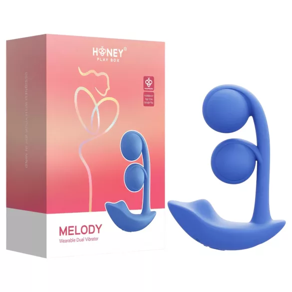 Honey Play Box Melody - Vibratore 2 in 1 con perline controllato da app (blu)