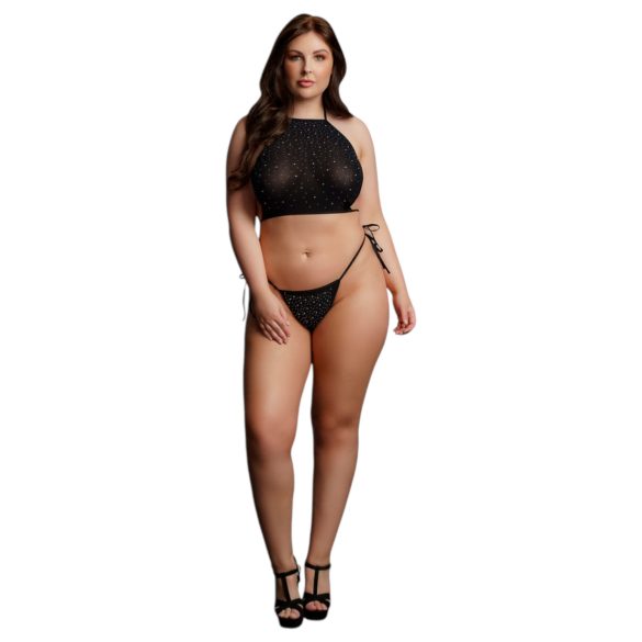 Le Désir Taglia Forte - set party con strass - nero (XL-3XL)