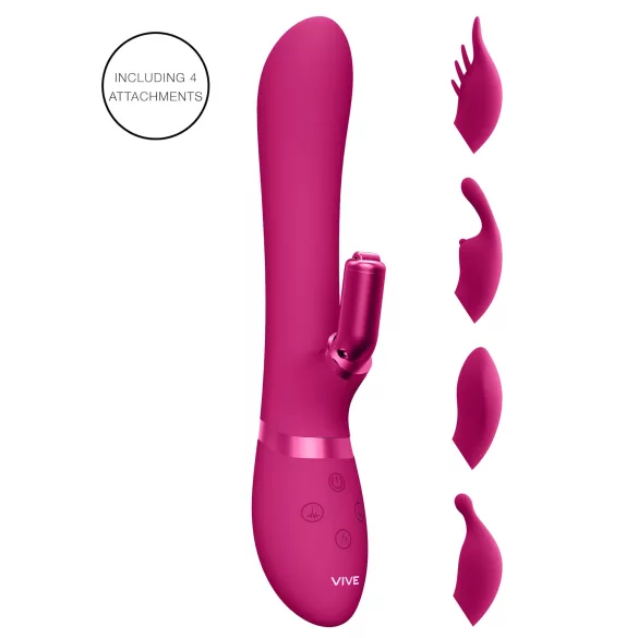 Vive Chou - vibratore clitorideo ricaricabile con testina intercambiabile - rosa
