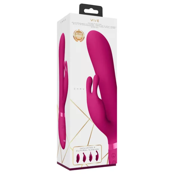 Vive Chou - vibratore clitorideo ricaricabile con testina intercambiabile - rosa