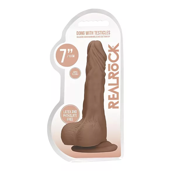 RealRock - dildo realistico con testicoli 17cm - colore scuro