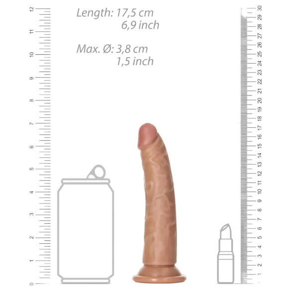 RealRock - dildo realistico slim 15,5 cm - colore naturale scuro