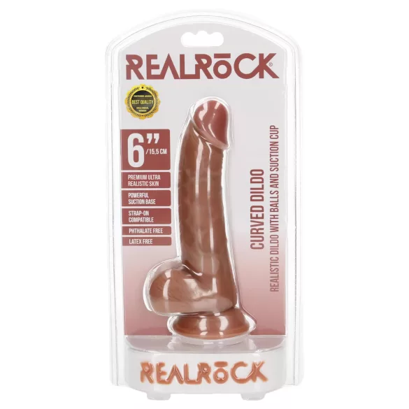 RealRock - dildo con ventosa e testicoli - 15,5cm - colore nero naturale