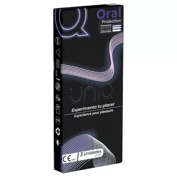 Uniq - profilattico per sesso orale senza lattice - confezione da 3 pezzi