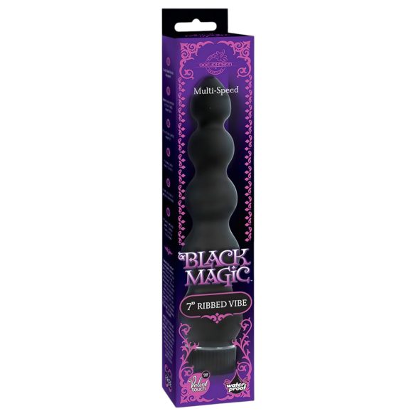 Black Magic 7 - vibratore anale rigido con 5 perle - nero