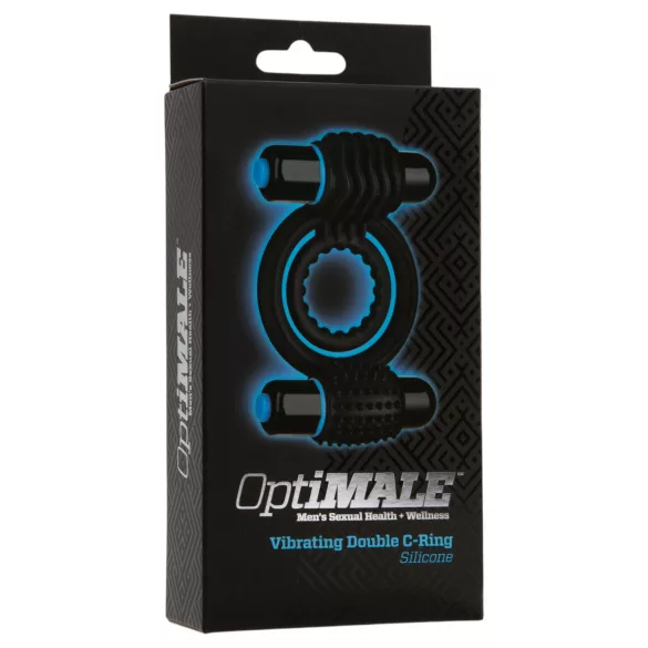 Doc Johnson Optimale - anello fallico doppio vibrante (nero)
