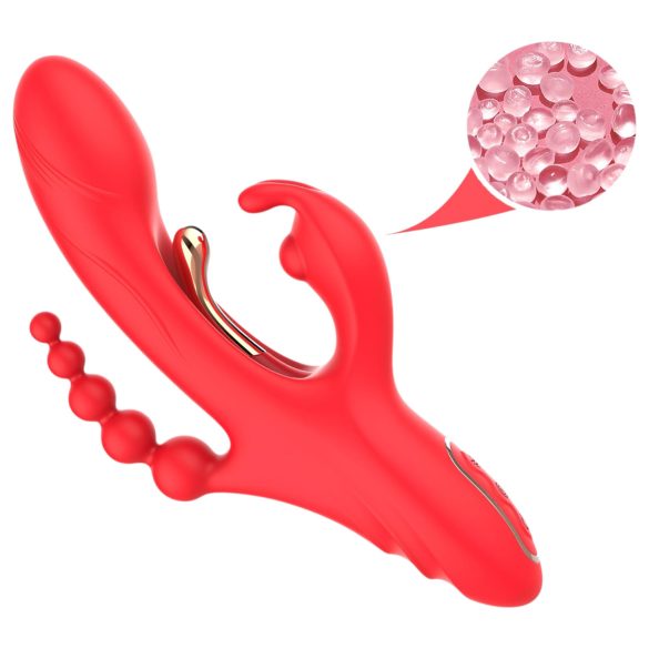 Bestoy - Vibratore a 3 punte con lingua (rosso)