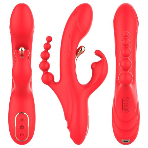 Bestoy - vibratore rosso a 3 punte con lingua