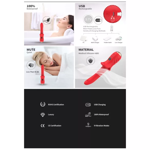 Bestoy - vibratore punto G impermeabile - rosso