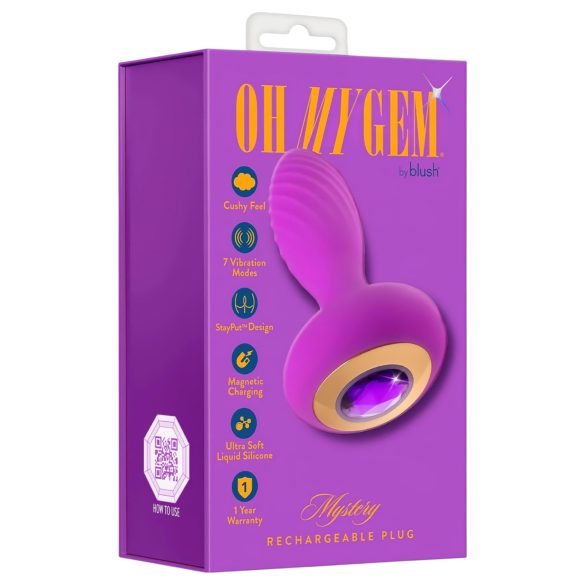 Oh My Gem - plug anale vibrante con gioiello - silicone viola