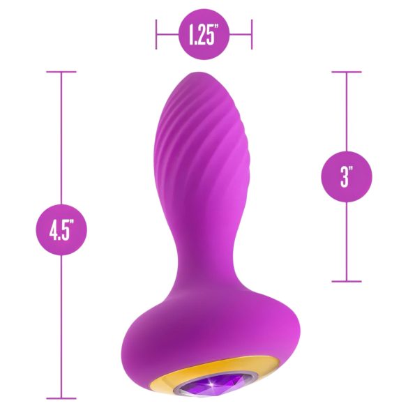 Oh My Gem - plug anale vibrante con gioiello - silicone viola