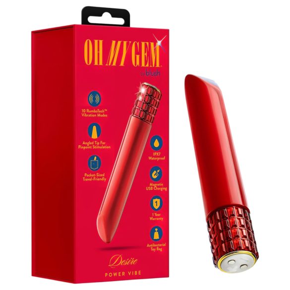 Oh My Gem - vibratore rossetto ricaricabile (rosso)
