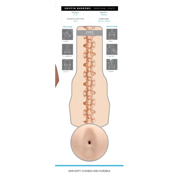 Fleshjack Griffin Barrows - masturbatore realistico anale - silicone color carne