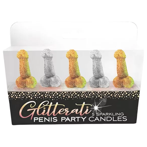 Glittaretti - set 5 candele a forma di pene